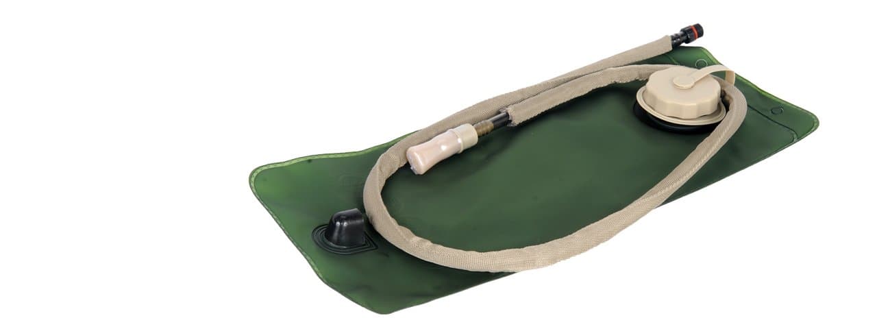 ArmsTac® 2.5 Liter Hydration Bladder [H1] with Tan hose color, bite valve, insulated tube cover + ArmsTac® Warranty & Tech Support
