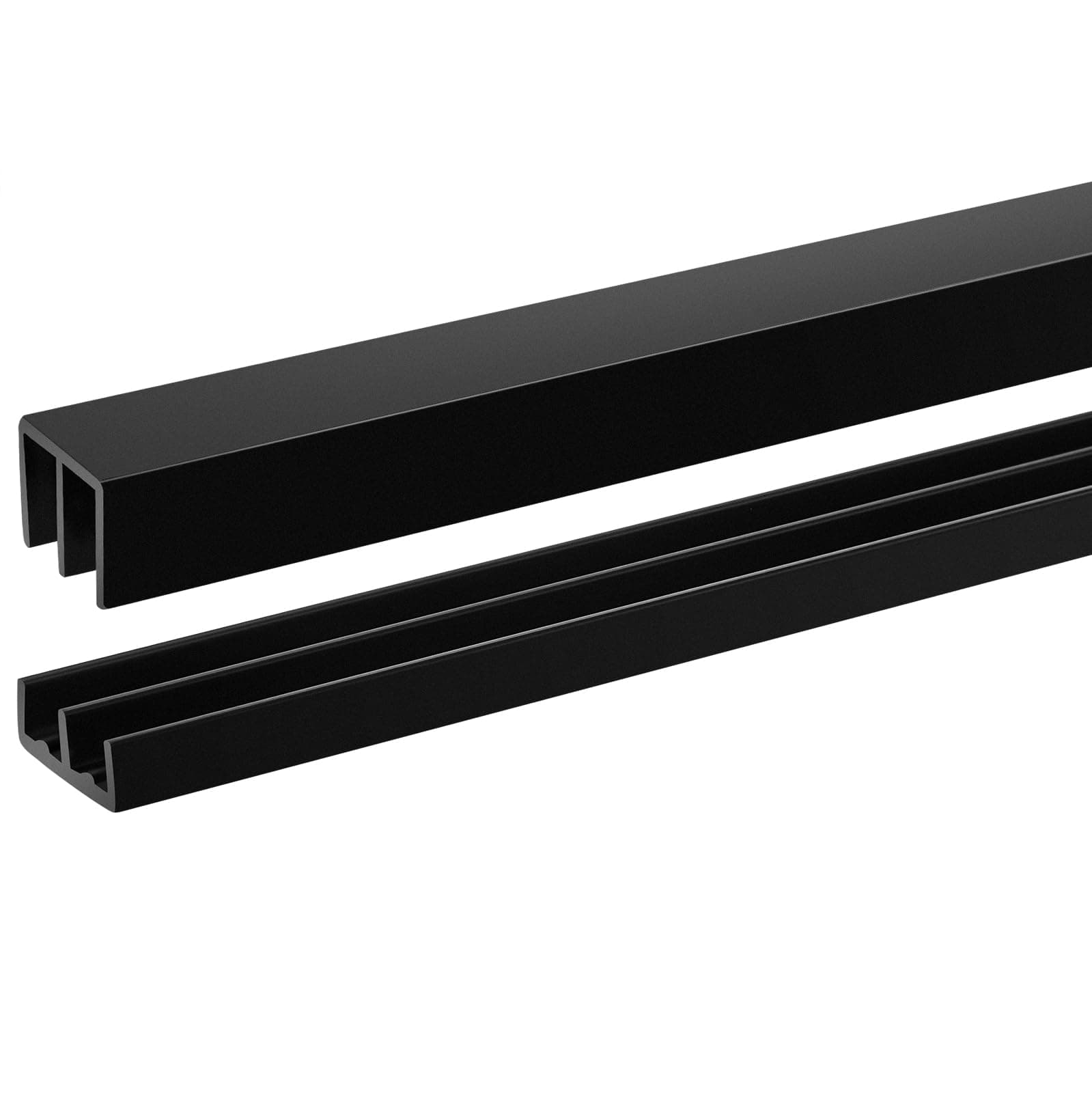 Landical 1 Set 4 Ft Long Plastic Sliding Door Track Set for 1/4" Thick Panels Sliding Glass Door Track Sliding Cabinet Door Hardware for Sliding Closet Doors, Easy Quick Installation (Black)
