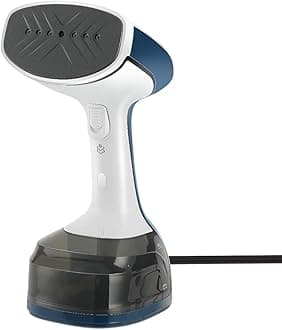 1200W Steam Burst Handheld Steamer for Clothes, Dual Steam Settings, 30-Second Fast Head-Up, Bristle Brush Attachment, White and Blue Finish
