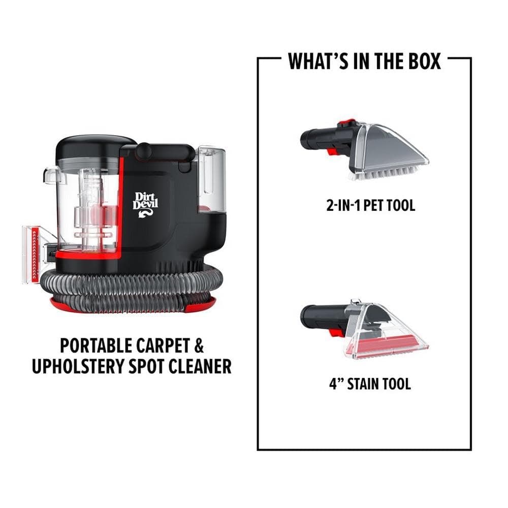 Dirt Devil Portable Spot Cleaner, for Carpet & Upholstery, Stain Remover, FD13000, Black, Compact