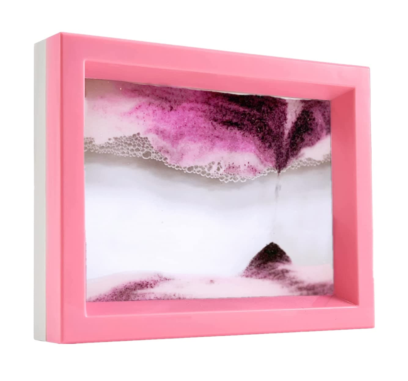 Moving Sand Art, Liquid Motion Bubble Flowing Sand Art Picture Desktop Sensory Calming Fidget Toy - Pink