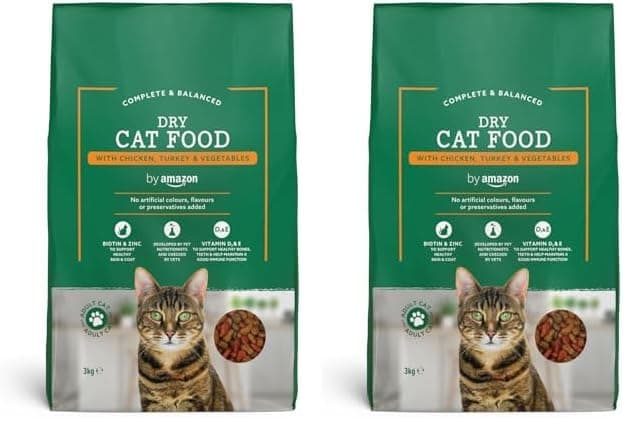 by Amazon - Complete Dry Cat Food with Chicken, Turkey and Vegetables, 2 pack of 3kg