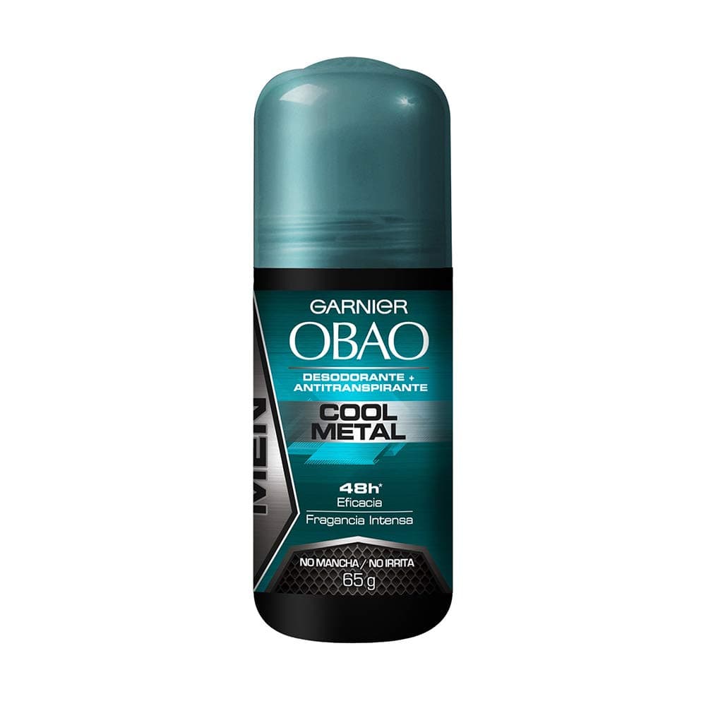 (Pack of 4) Garnier OBAO for Men, 48 Hour Roll on Deodorant & Antiperspirant, Cool Metal Scent, 65 g each by Garnier OBOA