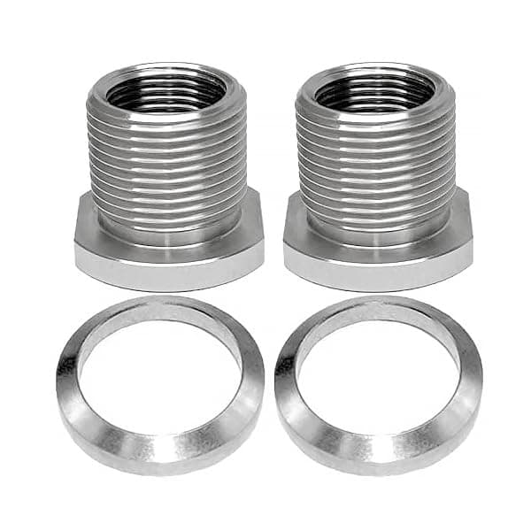 - 1/2x28 to 5/8x24 Thread Adapter with Crush Washer Stainless Steel (Stainless steel-2pcs)