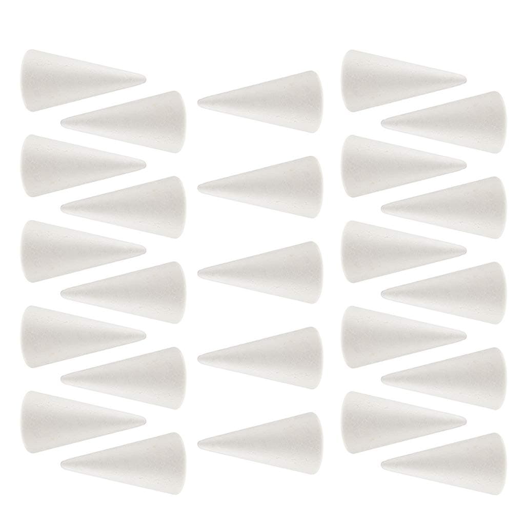 B Blesiya 20 Pieces White Cone Shape Christmas Tree Foam Materials Polystyrene Embellishments Crafts for DIY Modeling Arts Projects Supplies, 100mm