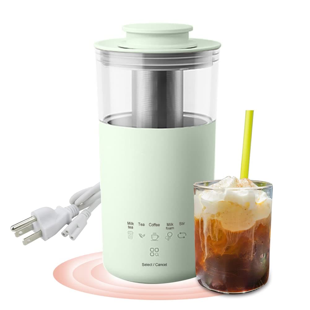 5-In-1 Portable Electric Kettle DIY Differen Drinks, 110V Milk Tea Machine Coffee Maker Auto Stir Milk Foam Maker 350ML Personal Travel Mug, 7Minutes Fast Boiling