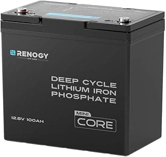 Renogy 12V 100Ah LiFePO4 Mini Size Lithium Battery, Up to 5000+ Deep Cycles, 100A Upgraded BMS, 300A Peak Discharge W/Low Temp Protection, Compact Size for RV, Marine, Solar, Trolling Motor Backpower