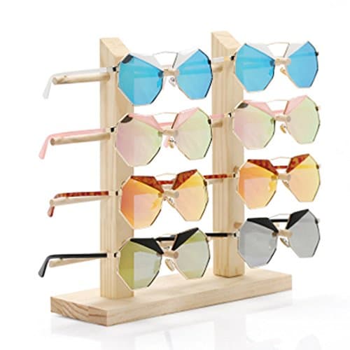 SUNGEE wood display stand for glasses 3d glass display frame Sunglasses display stent incorporating props (Double row 4 layer)