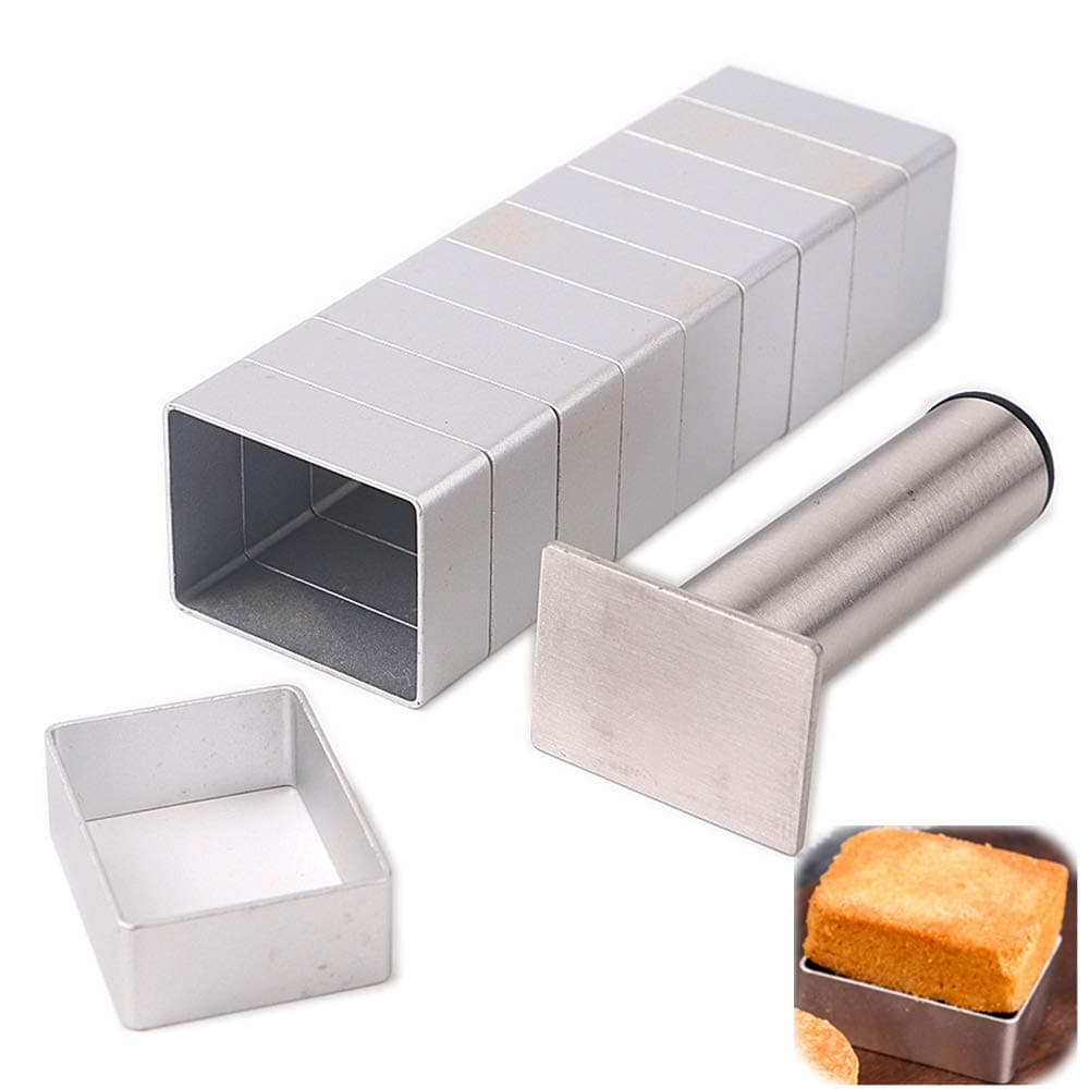 LoBake Rectangle Shape Aluminium Pineapple Cake Mold Stainless Steel Pressing Stamp mooncake Mould Fondant Cookie Biscuit molds DIY