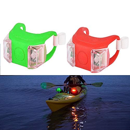 SUNNIER 2 Pack Kayak Navigation Lights [Waterproof + Battery Powered], Boat Bow Stern Safety Lights [Red + Green LED] for Night Boating Kayaking Fishing Scooter Bicycle