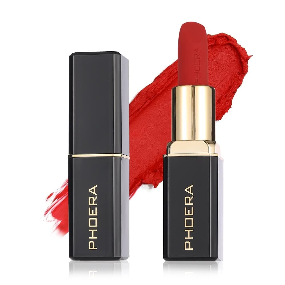 Phoera Non Transfer Lipstick Waterproof, smudge-proof and mask-proof feeling weightless Pigmented Formula Long-Lasting Lipstick That Are Mask, Water and Sweat Proof. (01 Scarlet)