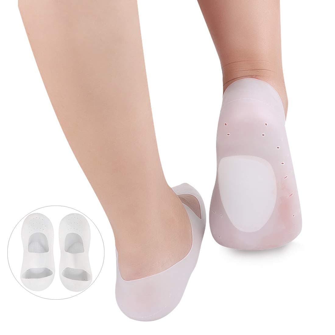 Plantar Fasciitis Arch Support Silicone Compression Socks Ease Swelling, Sore Feet, Spurs & Cracked Heels, Pain Relief Gel Protector(2 Pairs)