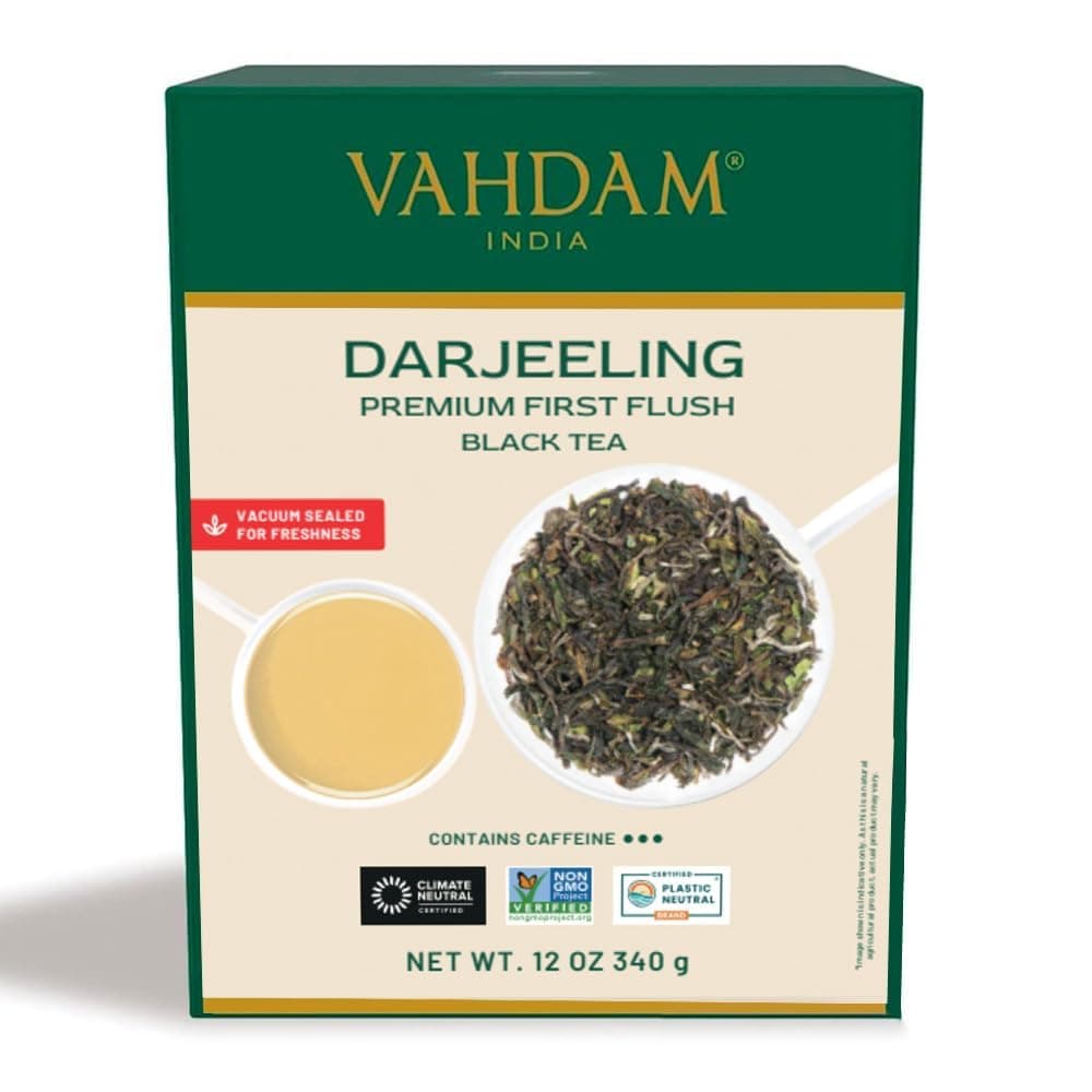 VAHDAM, First Flush Darjeeling Tea 340g (170+ Cups) Loose Leaf Black Tea - Flowery, Aromatic & Delicious | Mellow & Fragrant | Vacuum Sealed Pack