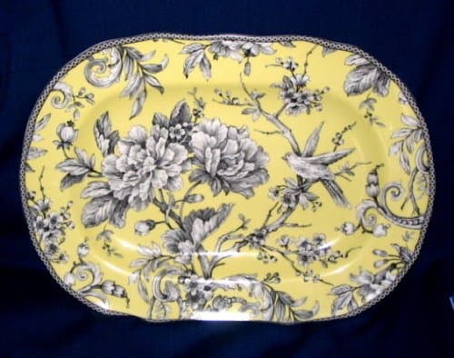 222 Fifth Adelaide Yellow Gray & White Serving Platter