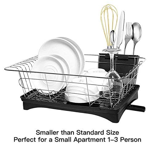 Maypott Dish Drying Rack, Sink Dish Drainer with Drain Board Premium Stainless Steel for Kitchen Dish Racks 16.7 x11.2 x5.9IN