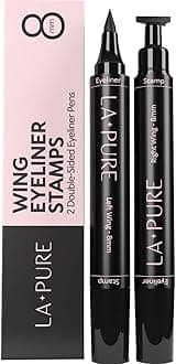 LA PURE Waterproof Liquid Eyeliner Stamp Winged Eyeliner Tool 2x Cat Eye - Winged & Fine Tipped Pen Eyeliner Stencil Smudge Proof Black Eye Liner Tiktok Trend Items Wing Stamp - Black 8mm