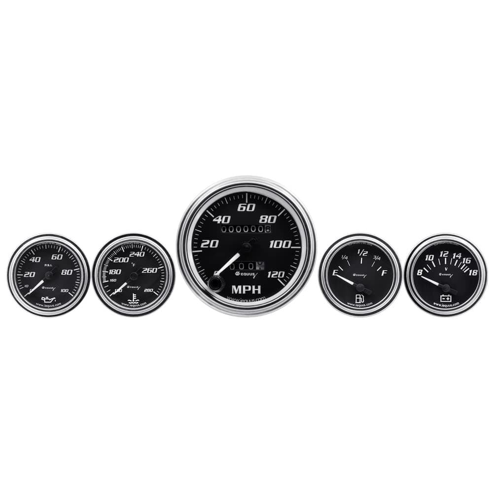 EQUUS 5-Piece Gauge Set Black Face/Chrome Bezel