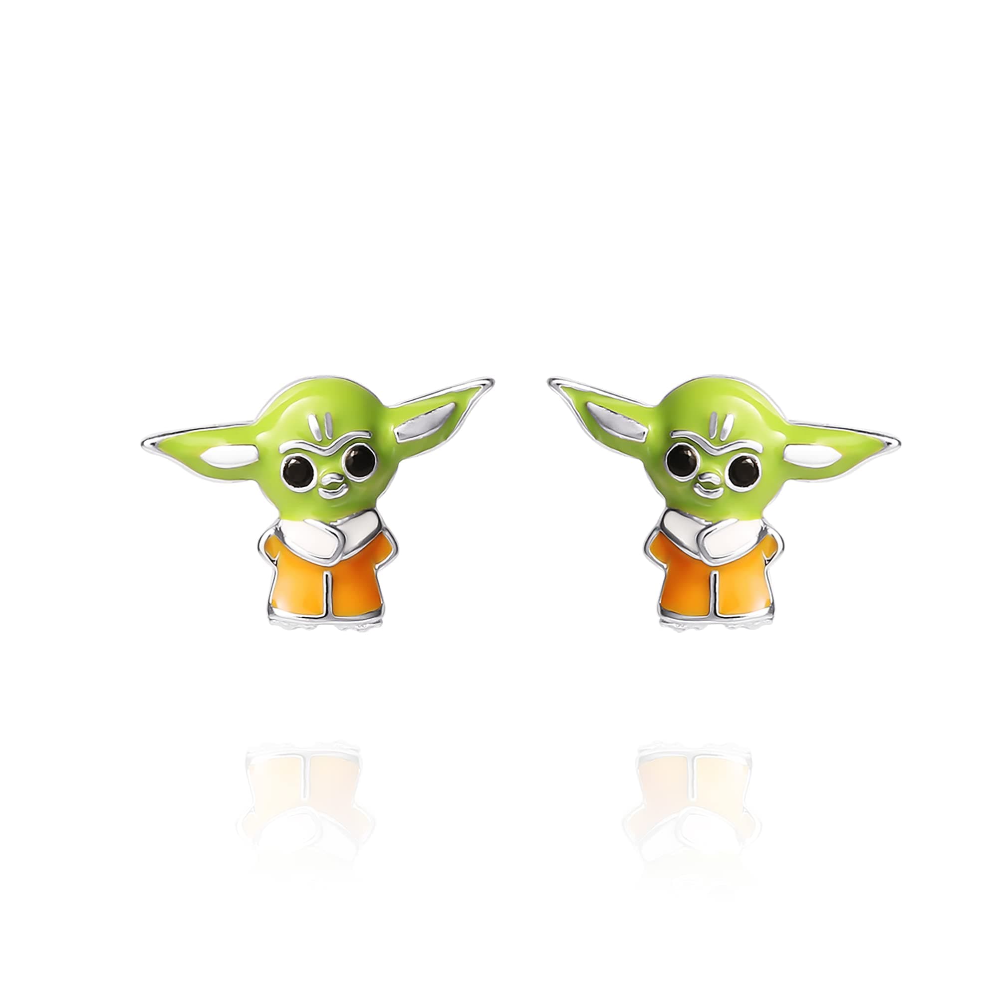 Star Wars Jewelry, Grogu Stud Earrings and Dangles, Sterling Silver