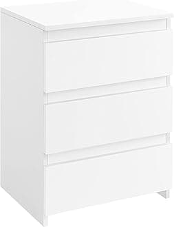 Yaheetech Nightstand with 3 Drawers, Wooden Bedside Table with Storage, Small Bedside Storage Cabinet Unit with Sturdy Base for Bedroom/Small Space, White