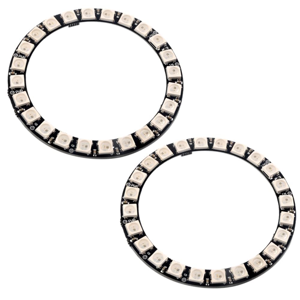 WS2812 RGB LED Ring 24 X 5050 WS2812B 24 Bits with Integrated Drivers for Arduino Raspberry Pi Mirco:bit ESP32 (Pack of 2PCS)
