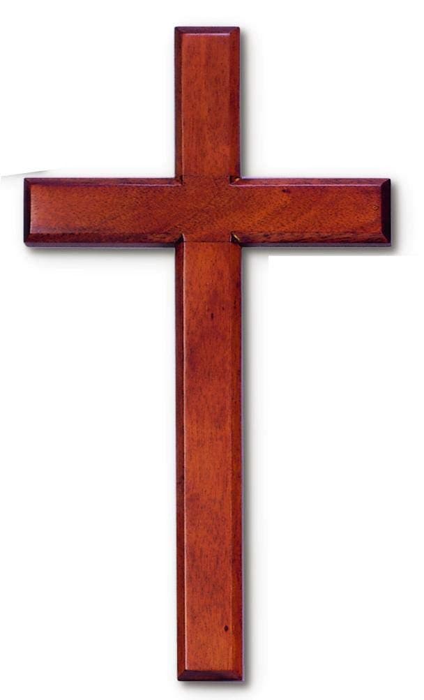 Dijkoo Wall Cross Made in Solid Mahogany Wood 7" X 14" in White Gift Box