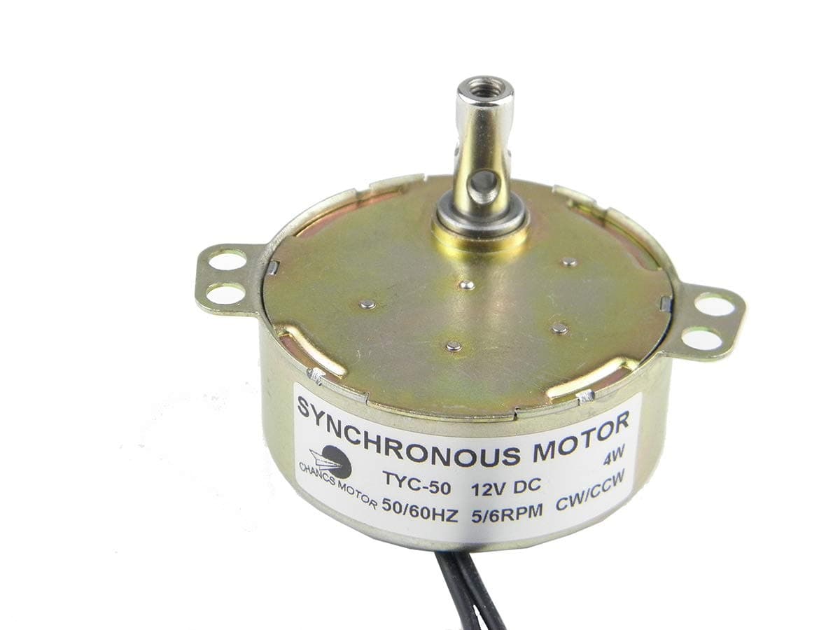CHANCS DC Turntable motor, Synchronous Geared Motor TYC-50 12V DC 5/6RPM 4W Low Speed CW/CCW Direction for Hand-Made, School Project, Model or Guide Motor