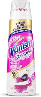 NEW Oxi Action Carpet Stain Remover, 195ml, Gold Carpet Serum with Scrubbing Head, Targeted Action Against Tough Stains, Chlorine Bleach Free Formula, Safe to Use on Carpets & Upholstery