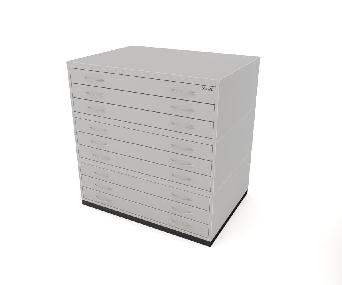 Traditional A1 9 Drawer Plan Chest Grey Paper Storage Cabinet with Nine Drawers Capable of Holding A1 Size Paper