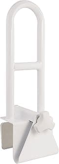 Vaunn Medical Adjustable Bathtub Safety Rail Shower Grab Bar Handle, Stainless Steel, White