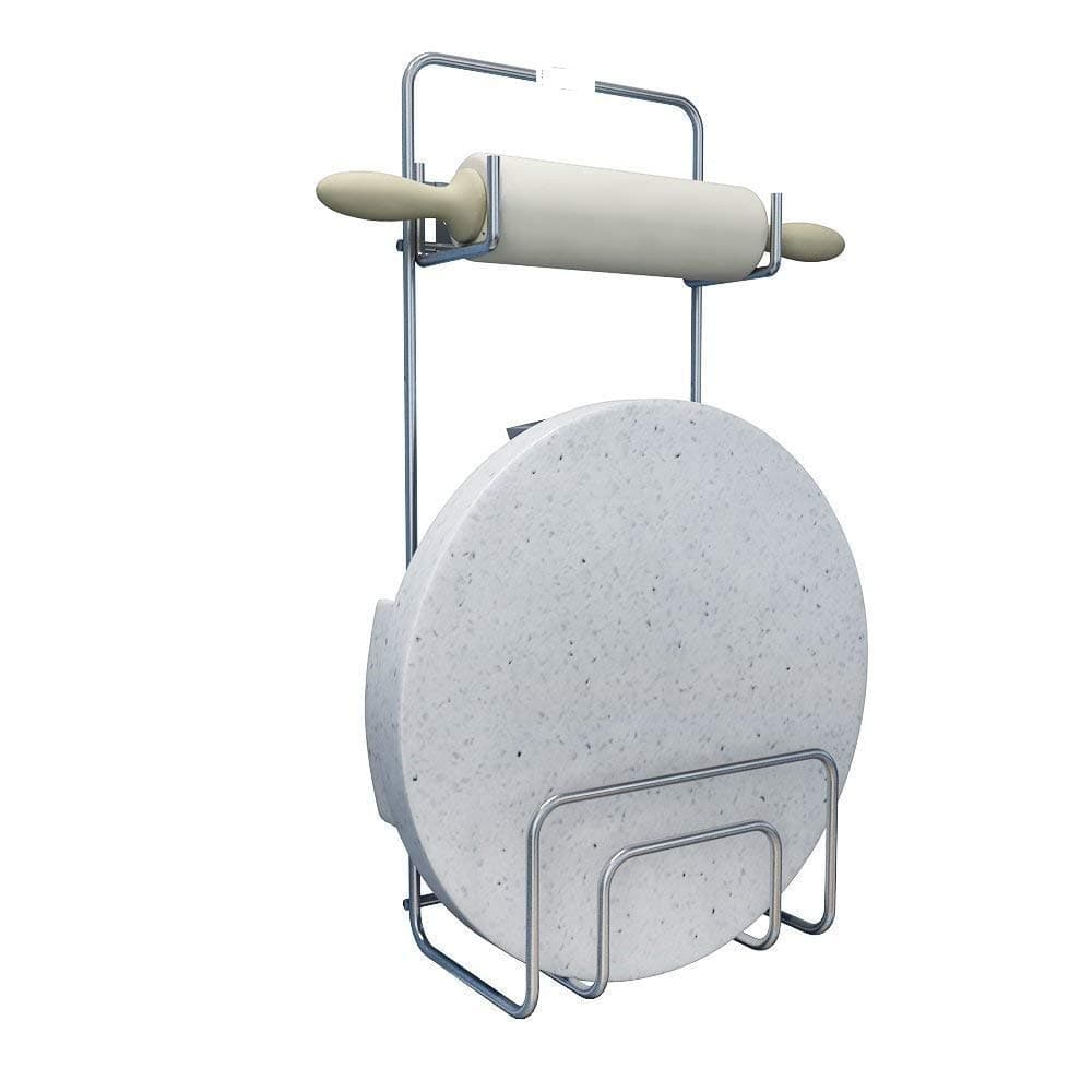 Floraware Steel Stand for Rolling Board and Pin Holder, Silver