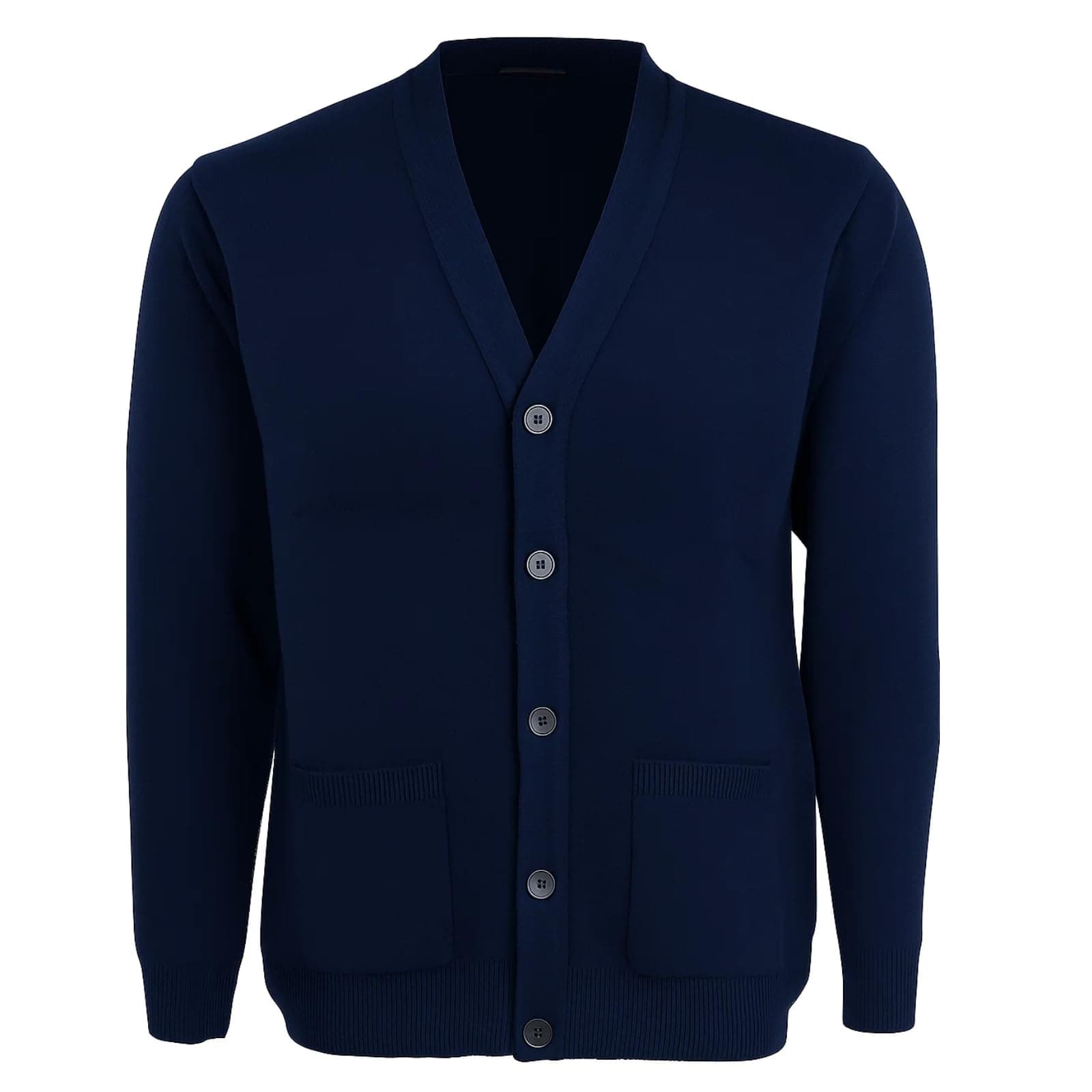 Men Knitted Cardigan Front Opening Button V Neck Winter Warm Long Sleeve Plan Sweater with Pockets S to 6XL