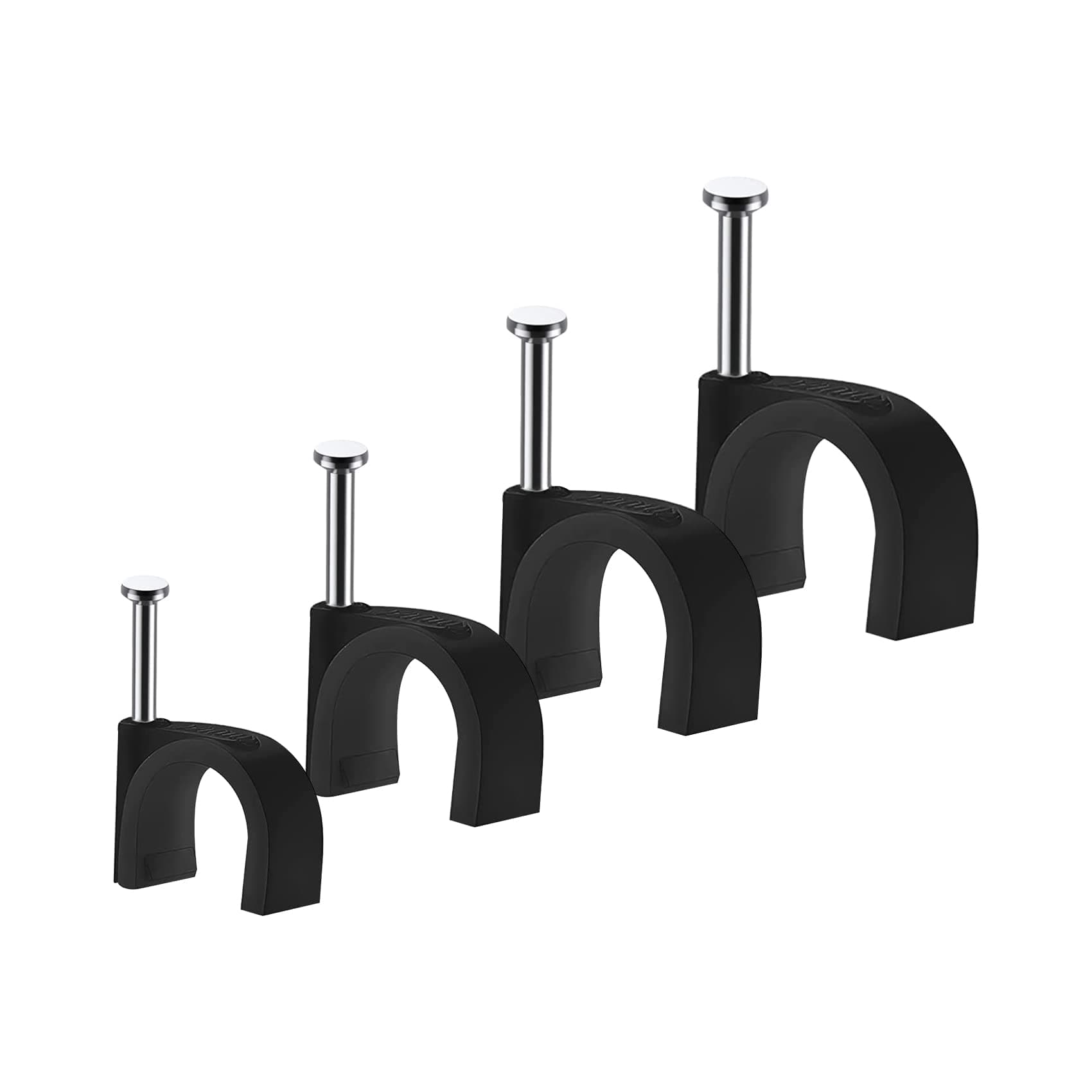 Abnii Cable Clips, 400 Pcs, 4mm 6mm 8mm 10mm, Wire Wall Clips with Steel Nails, Ethernet Cable Clips, Cable Tacks Coax Cable Clips, RG6 RG59 CAT6 RJ45 Cable Cord Clips, Black…