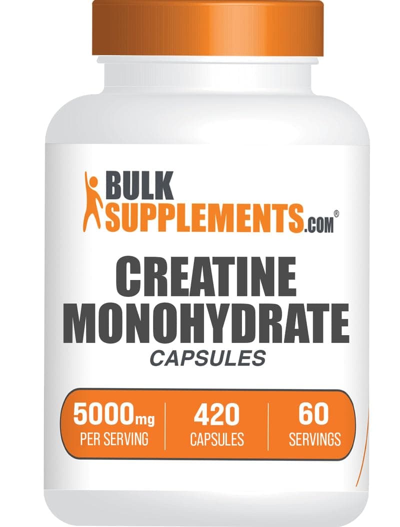 BulkSupplements.com Creatine Monohydrate Capsules - Micronized Creatine Pills - Gluten Free, 7 Capsules per Serving (5000mg), 420 Count (Pack of 1)