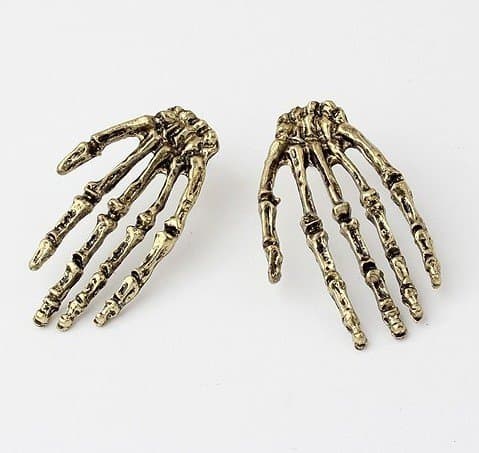 Skeleton Hands Earrings Stud Earrings Gothic Earring Punk Rock Earrings 1 Pair (Antique brass)