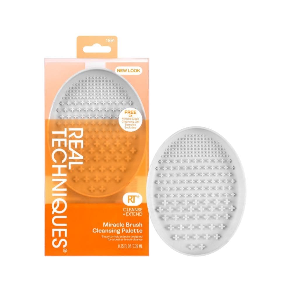 Miracle Brush Cleansing Palette with Silicone Ridges & Collapsible Grip, Deep Clean Makeup Brushes Fast, Includes 2 Cleansing Gel Samples, Vegan, Cruelty-Free, Easy to Use