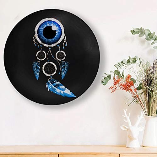 JIKRAA® Amazing Handcrafted Printed Ceramic Designer Plate with Stand | Evil Eye Wall Plate | 10 inch | Evil Eye Ceramic Plate Decor