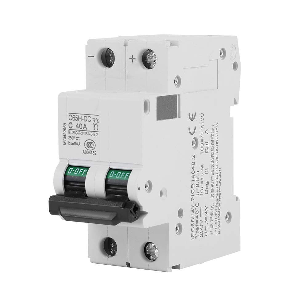 Oreilet C65H-DC Fast Closing Circuit Breaker, 2-Pole DC 250V Solar System for Solar Panels Grid System Wind (40A)