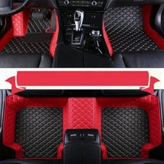 JEWRRJH Custom Car Floor Mats Compatible with Mercedes-Benz A B C E G CL CLA CLK CLS ML EQA EQB EQC EQE EQS EQV GLA GLB GLC GLK GLS SLK SL SLC S R AMG GT Waterproof Car Mat (e-Black#Red)