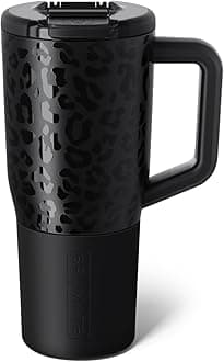 Müv - 25oz 100% Leak Proof Insulated Coffee Mug with Handle & Lid - Stainless Steel Coffee Travel Mug - Double Walled Coffee Cup (Onyx Leopard)
