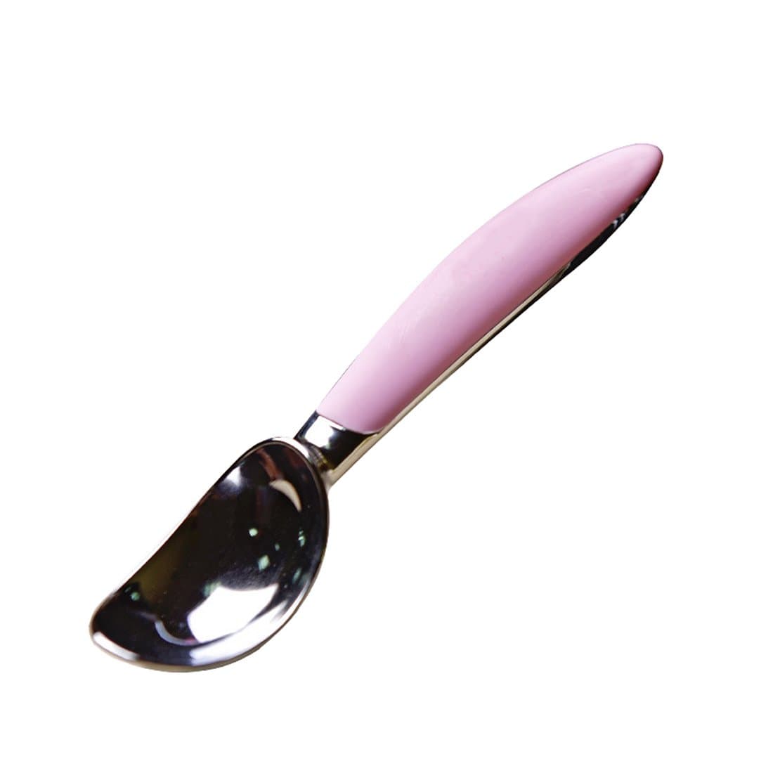MAZU Ice Cream Scoop Solid Stainless Steel Ice Cream Scooper Comfortable Non-Slip Rubber Grip Anti-Freeze Ice Cream Spade, Excellent Fit and Pleasant Scooping, Dishwasher Safe, Pink ICSR1