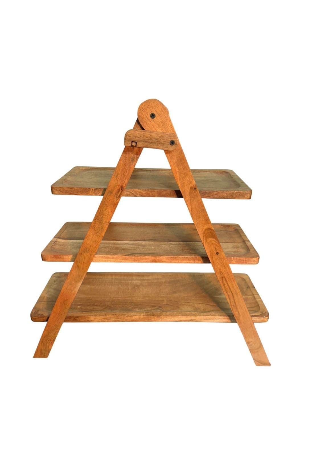 - Home Kitchen Decor Acacia Wood Rectangle Cake Cupcake Cheese Dessert Pastry Cookie Candy Sandwiches Serving Platter - 3 Tier Serving Tray - 20.5"