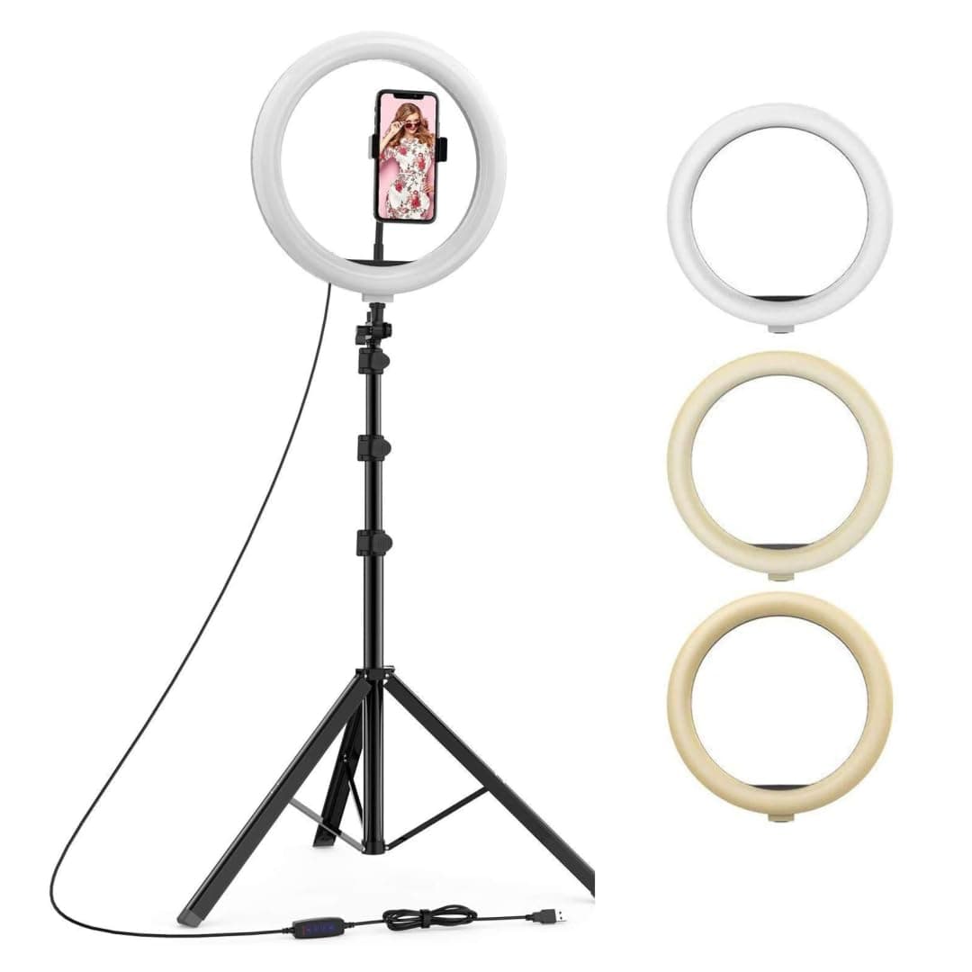 10 Inches Big LED Ring Light for Photography Lighting, Camera, Phone tiktok YouTube Video Shooting and Makeup, 10'' inch Ring Light with 7 Feet Long Foldable and Lightweight Tripod Stand