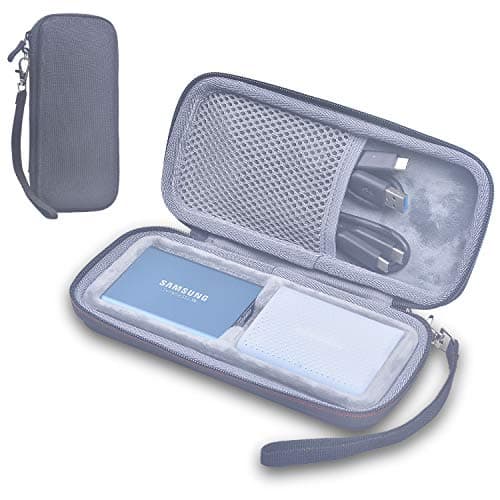 Rancco 2 in 1 Case for Samsung T5 SSD, Samsung T5 Protector Silicone Case + Shockproof Travel Storage for Samsung T5 T3 T1 Portable 250GB 500GB 1TB 2TB SSD External Solid State Drives[7.7x3.6x1.7inch]
