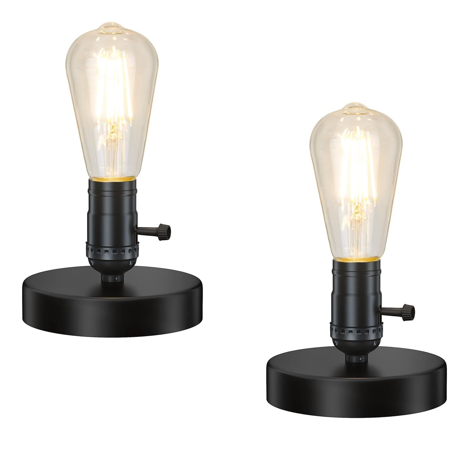 Licperron Vintage Table Lamp Base, E26 E27 Industrial Desk Lamp with Plug in Cord On/Off Switch Bedside Lamp Holder for Home Lighting Decor, 2 Pack