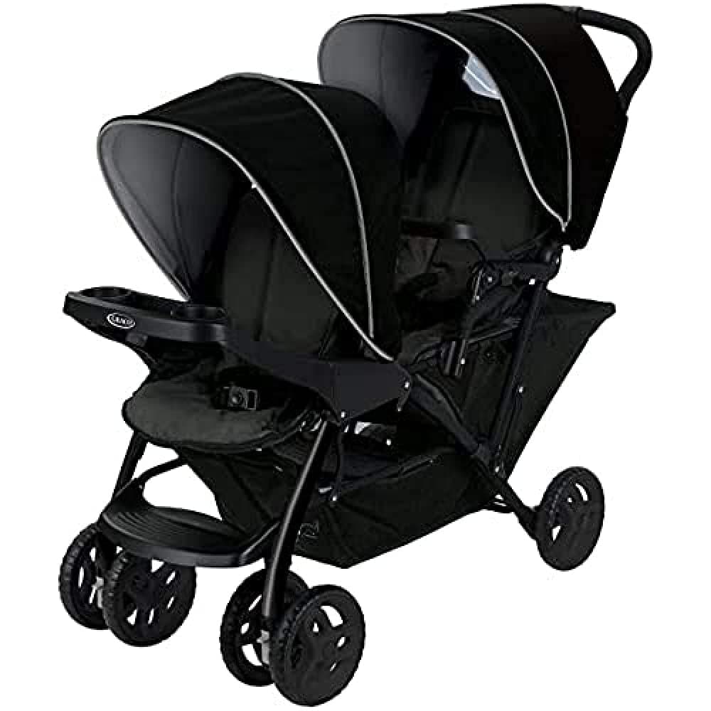Stadium Duo Tandem Double Pushchair - Suitable from birth to approx. 3 years (15kgs). Car Seat Compatible with SnugEssentials iSize infant car seat, Black/Grey fashion