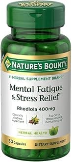 Mental Fatigue and Stress Relief, Rhodiola Supplement, 400 mg, Capsules, 30 Count