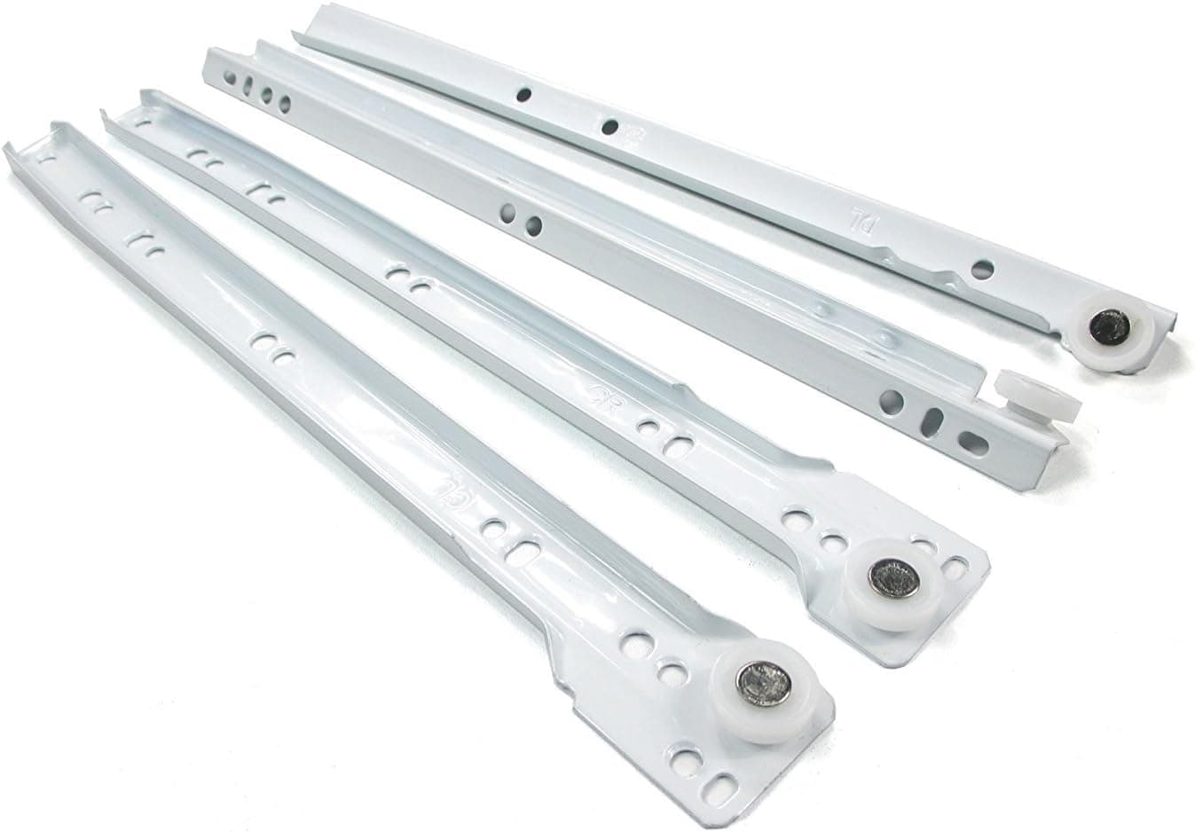 Cabinet Rails Drawer Track Slides For Computer Table Clothing Cabinets With Wheels White Color (12 inch)
