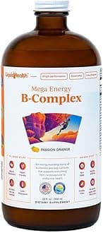 LIQUIDHEALTH Mega Energy Methylated B-Complex, Adult Liquid Vitamin Supplement - Increase Energy, Relieve Stress & Fatigue, Immune Support, Heart & Gut Health - Made in USA, Vegan, Sugar-Free (32 oz)