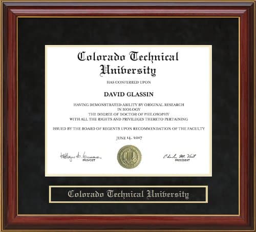 Wordyisms Colorado Technical University (CTU) Mahogany Diploma Frame