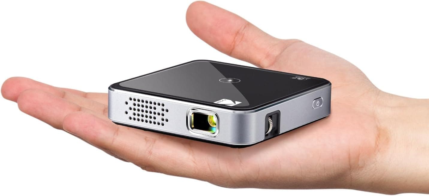 Ultra Mini Portable Projector -1080p HD support Black LED DLP Rechargeable Pico Projector - 100" Display, Built-in Speaker - HDMI, USB and Micro SD - Compatible with iPhone iPad, Android